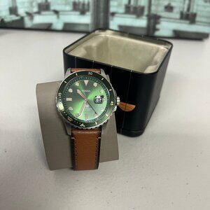 Fossil FS5946 Blue Dive Three-Hand Date Tan LiteHide™ Leather Watch